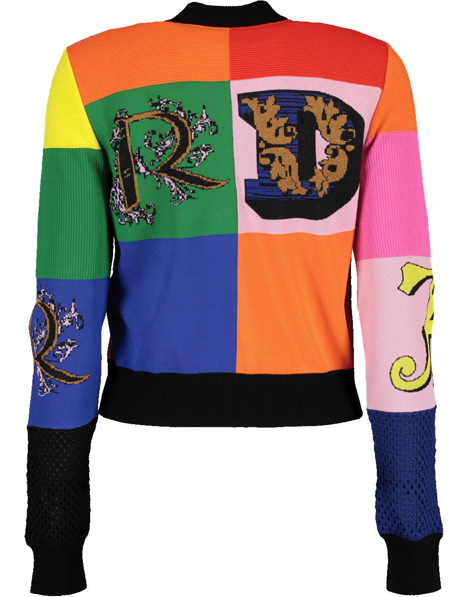 VERSACE-Color Block Cardigan-