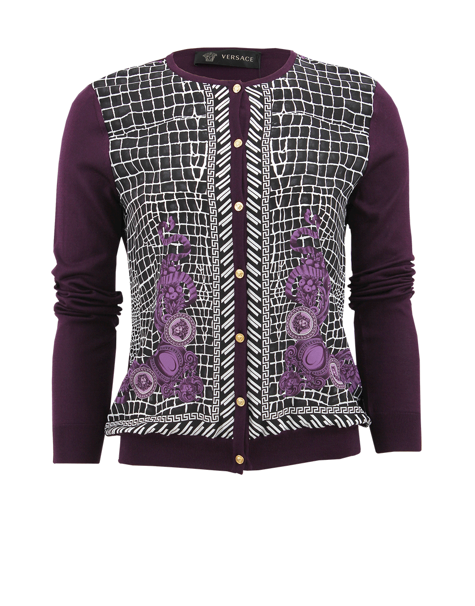 VERSACE-Long Sleeve Print Cardigan-