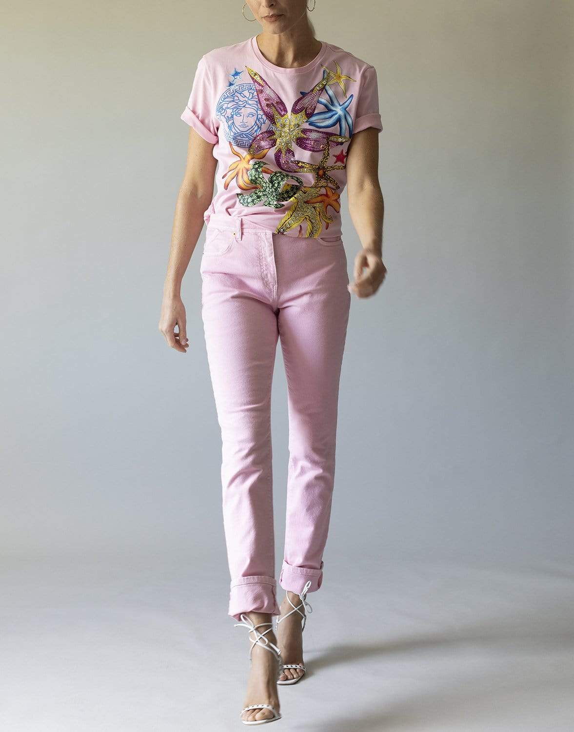 VERSACE-Trésor de la Mer Embroidered T-Shirt-