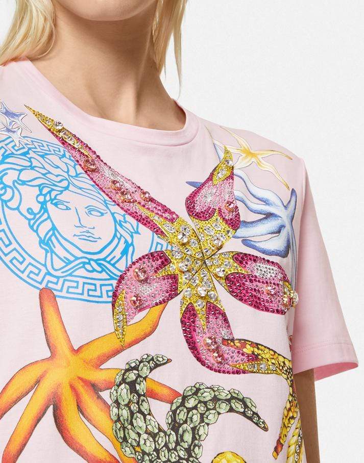 VERSACE-Trésor de la Mer Embroidered T-Shirt-
