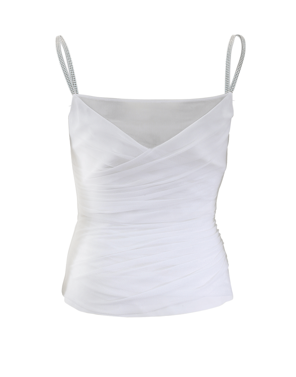 VERSACE-Jeweled Strap Tank Top-WHITE