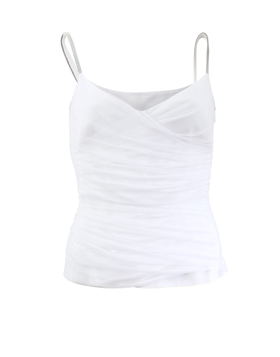 VERSACE-Jeweled Strap Tank Top-WHITE