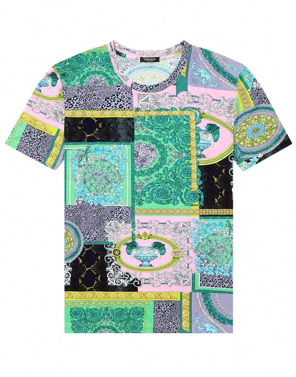 VERSACE-Barocco Patchwork Print Fitted T-Shirt-