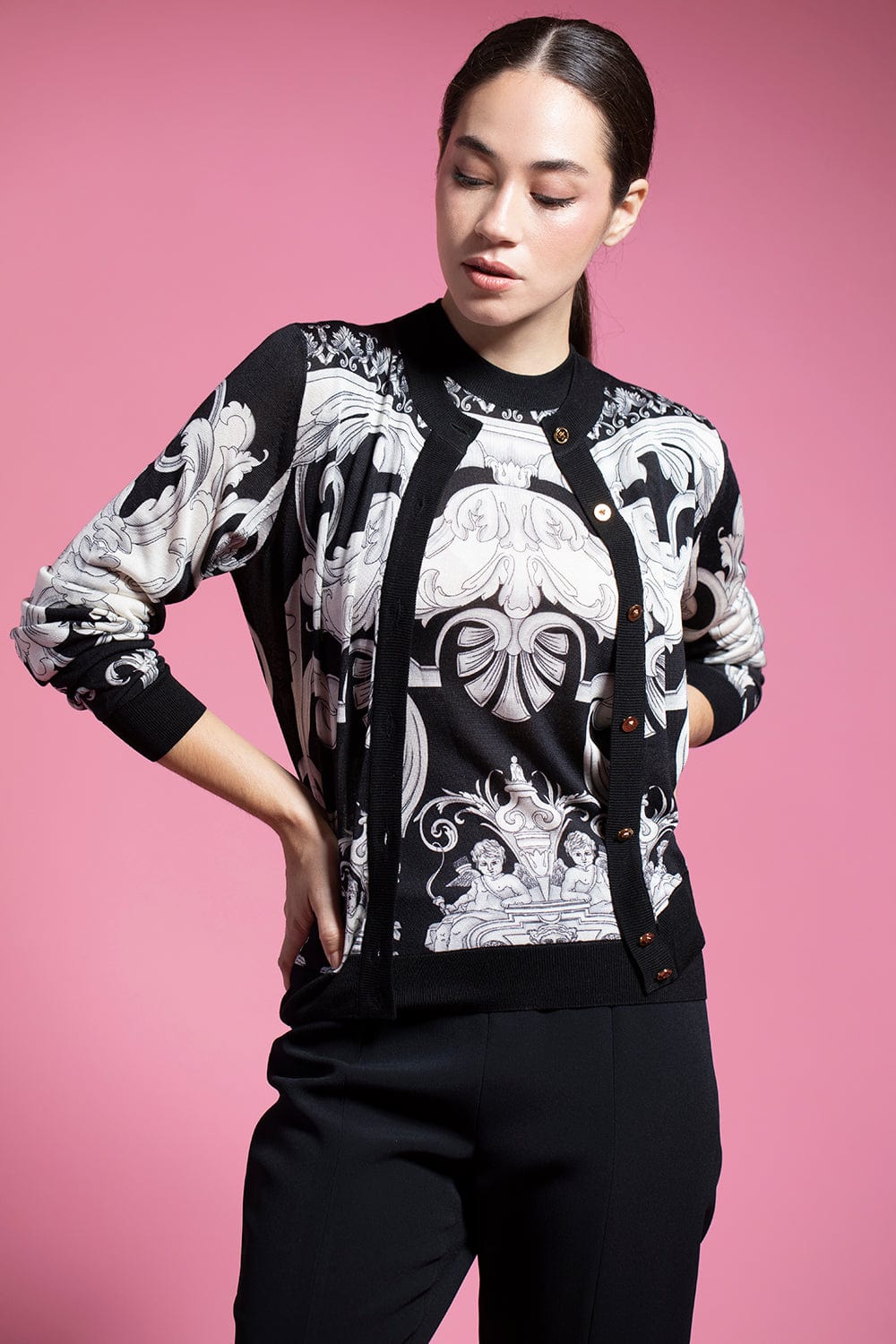 VERSACE-Printed Sleeveless Shell-
