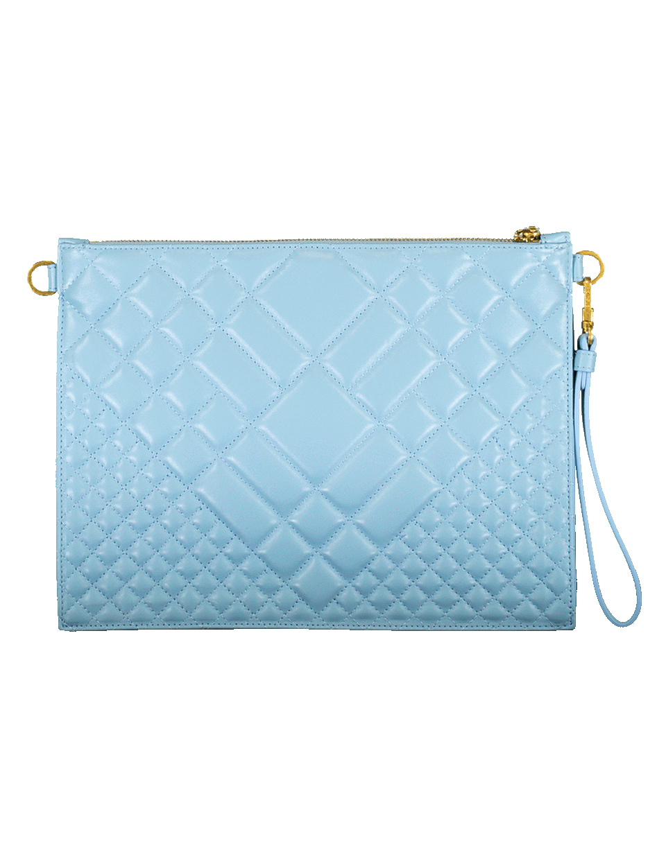 VERSACE-Quilted Chain Wristlet-DSK BLUE
