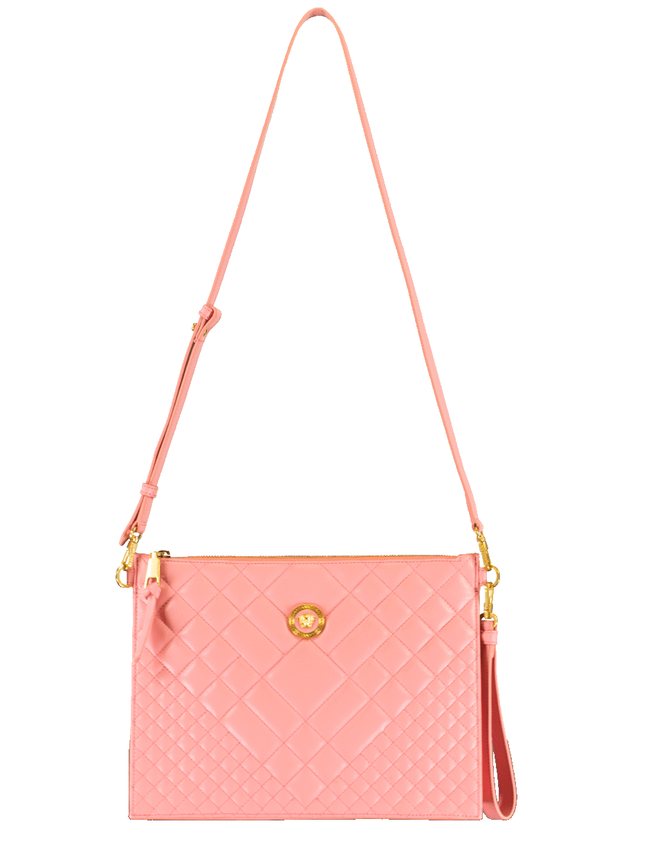 VERSACE-Quilted Chain Wristlet-PINK