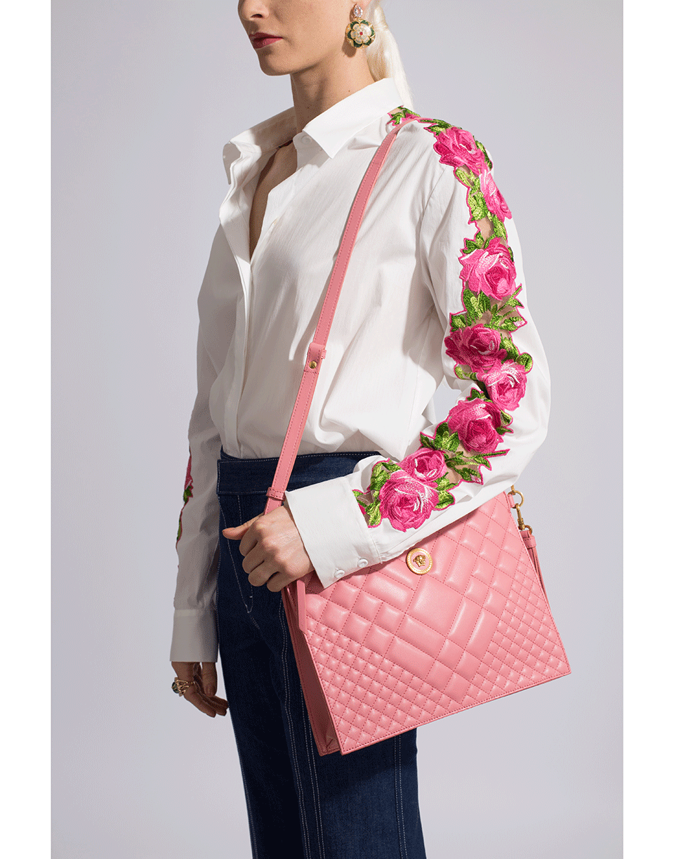 VERSACE-Quilted Chain Wristlet-PINK