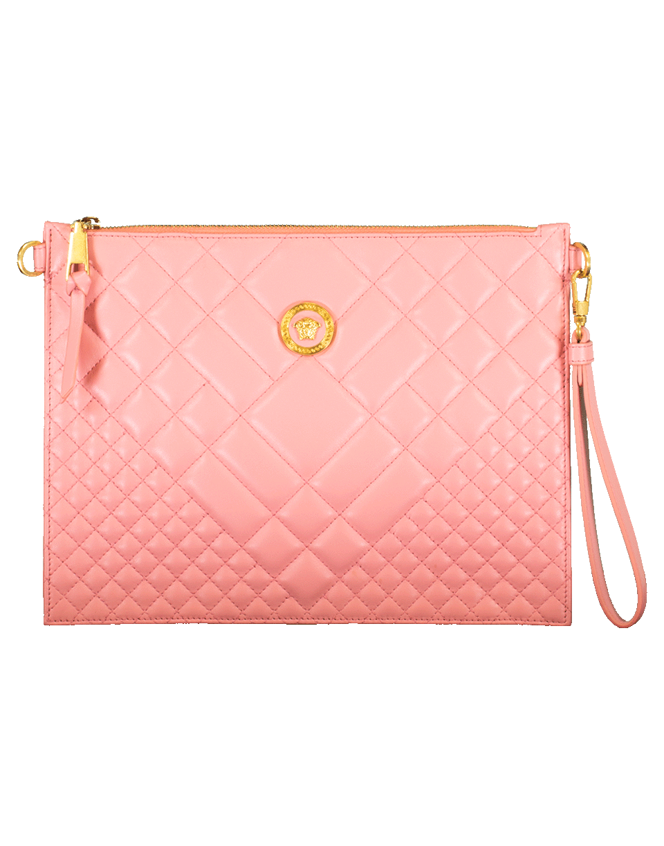 VERSACE-Quilted Chain Wristlet-PINK