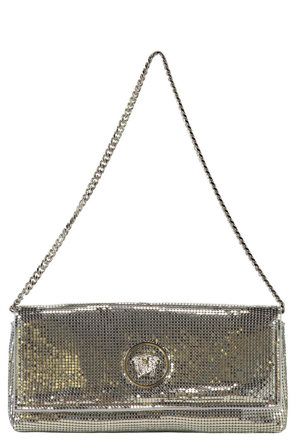 La Medusa Clutch - Silver Mesh-SILVER-HANDBAGCLUTCHES-VERSACE