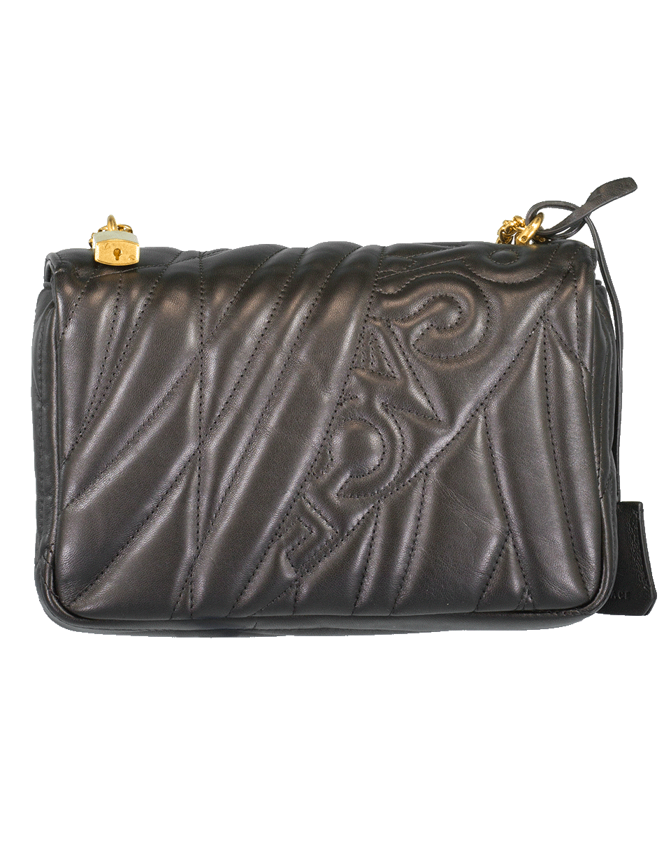 VERSACE-Quilt Logo Medium Tribute Bag-NERO/ORO