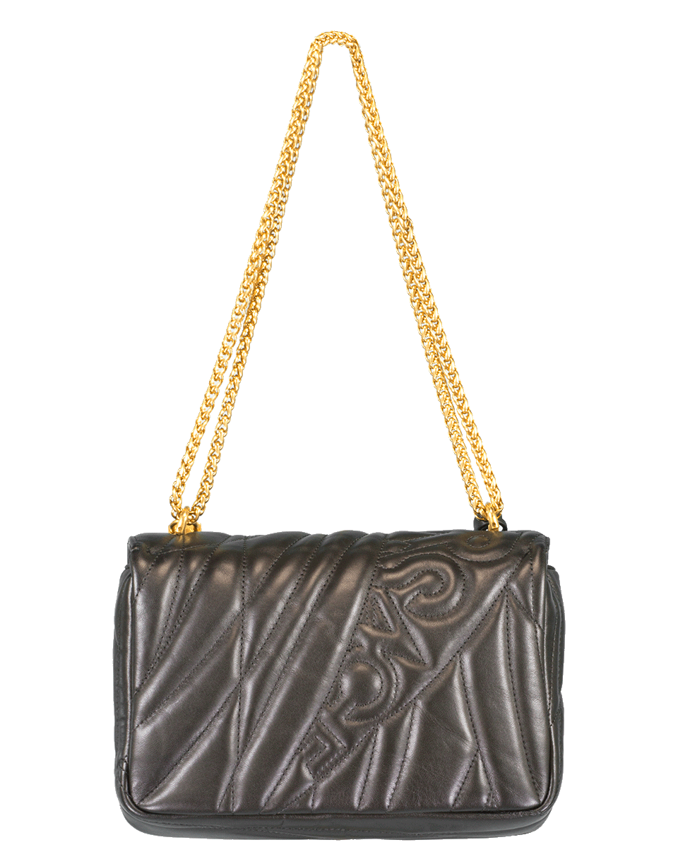 VERSACE-Quilt Logo Medium Tribute Bag-NERO/ORO