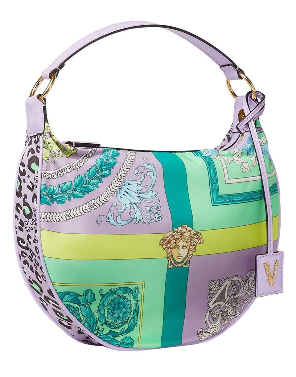 VERSACE-Mixed Print Hobo Bag-ORO