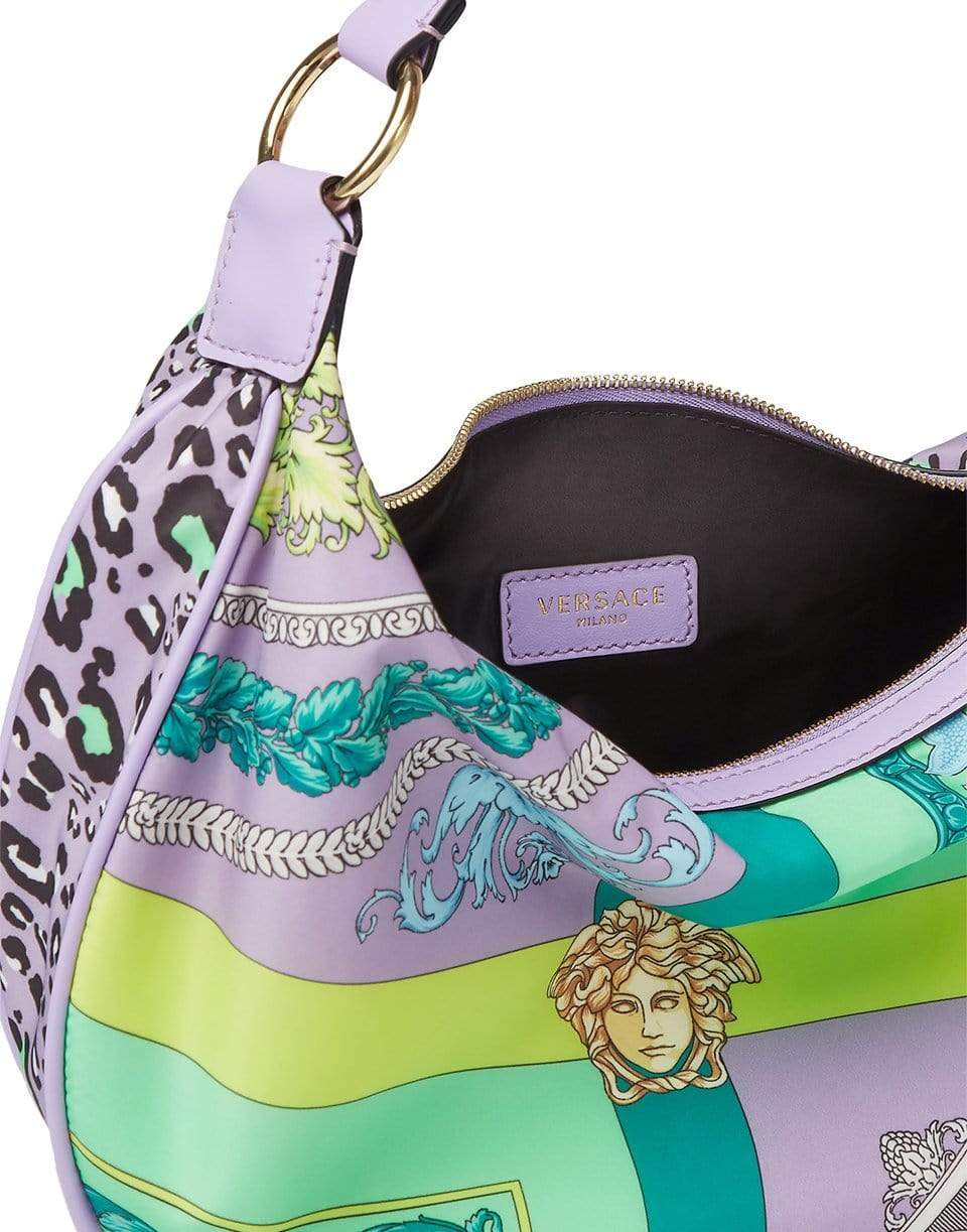 VERSACE-Mixed Print Hobo Bag-ORO