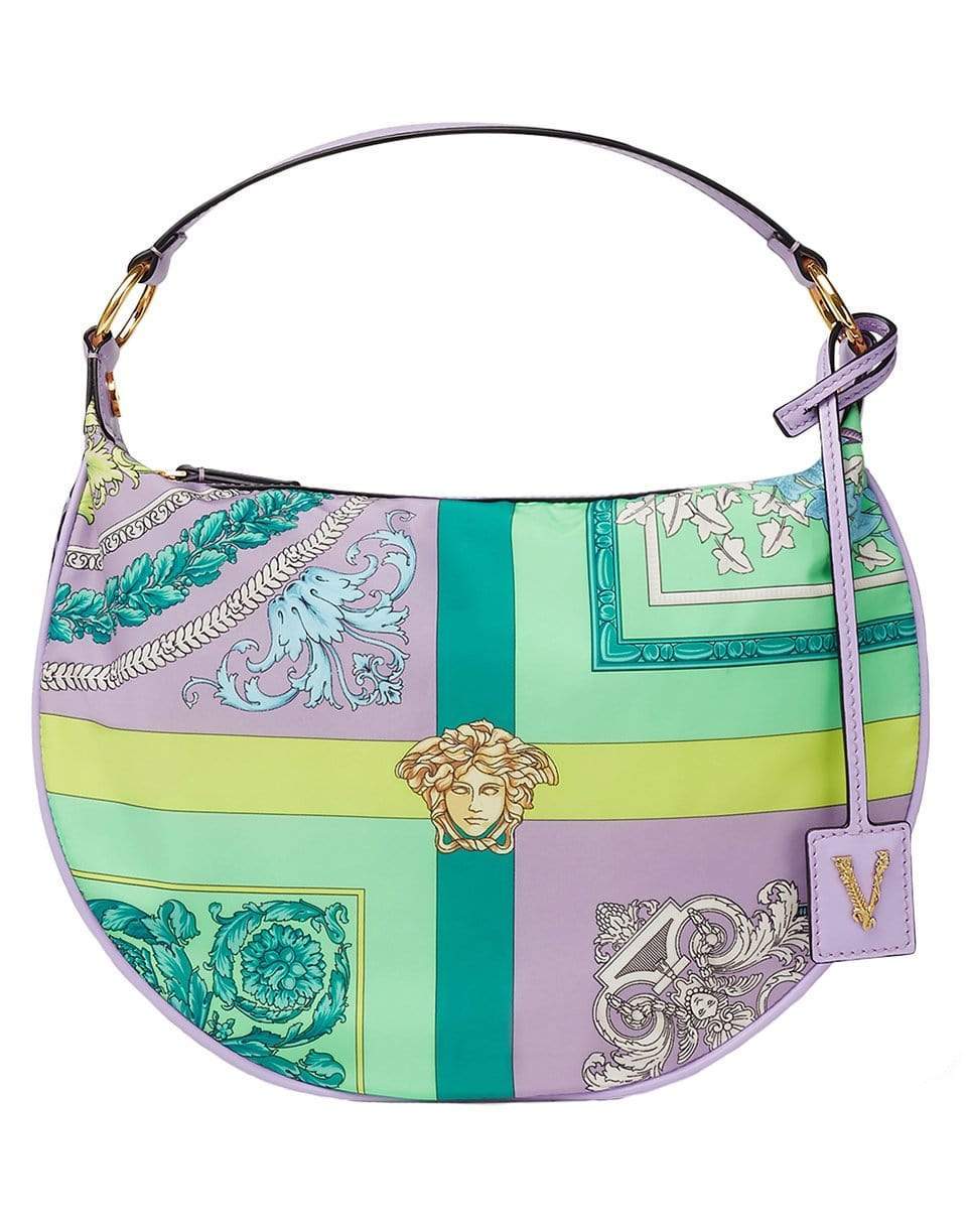 VERSACE-Mixed Print Hobo Bag-ORO