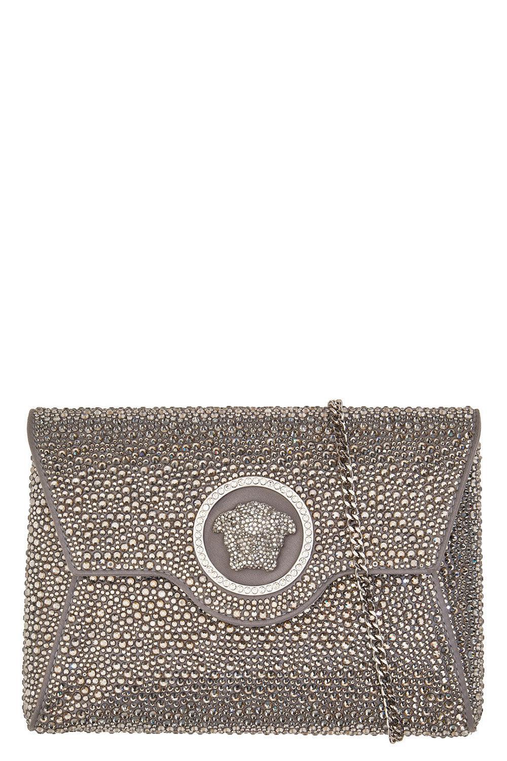 La Medusa Envelope Clutch - Pearl Gray Crystal