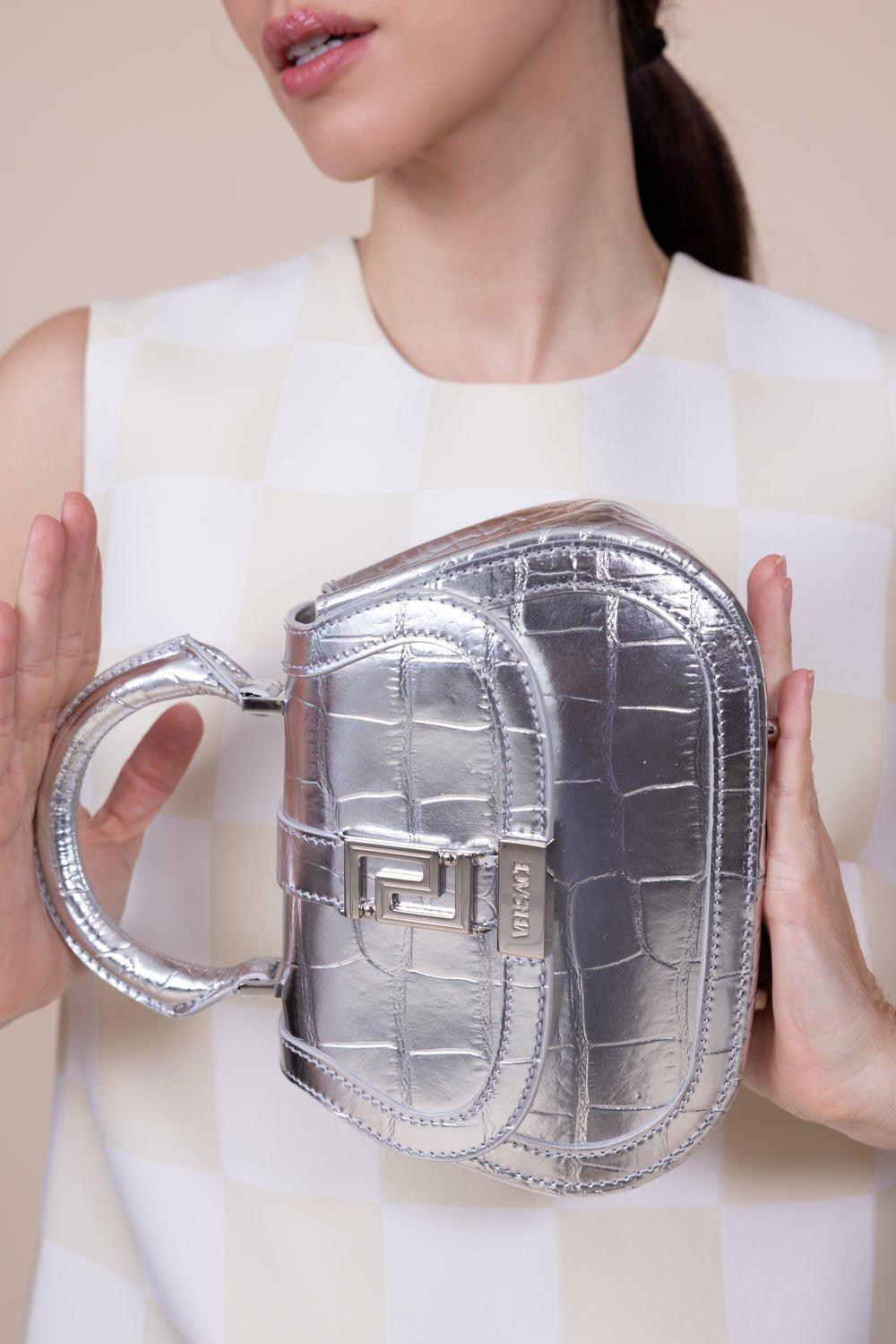 VERSACE-Greca Goddess Top Handle Bag - Silver-SILV/PAL