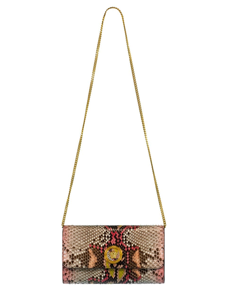 VERSACE-Pink Croco Embossed Icon Wallet On A Chain-PINK