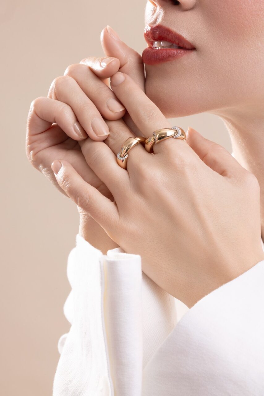 Diamond Three Section Calla Midi Ring-ROSE GOLD-6.25-JEWELRYFINE JEWELRING-VHERNIER