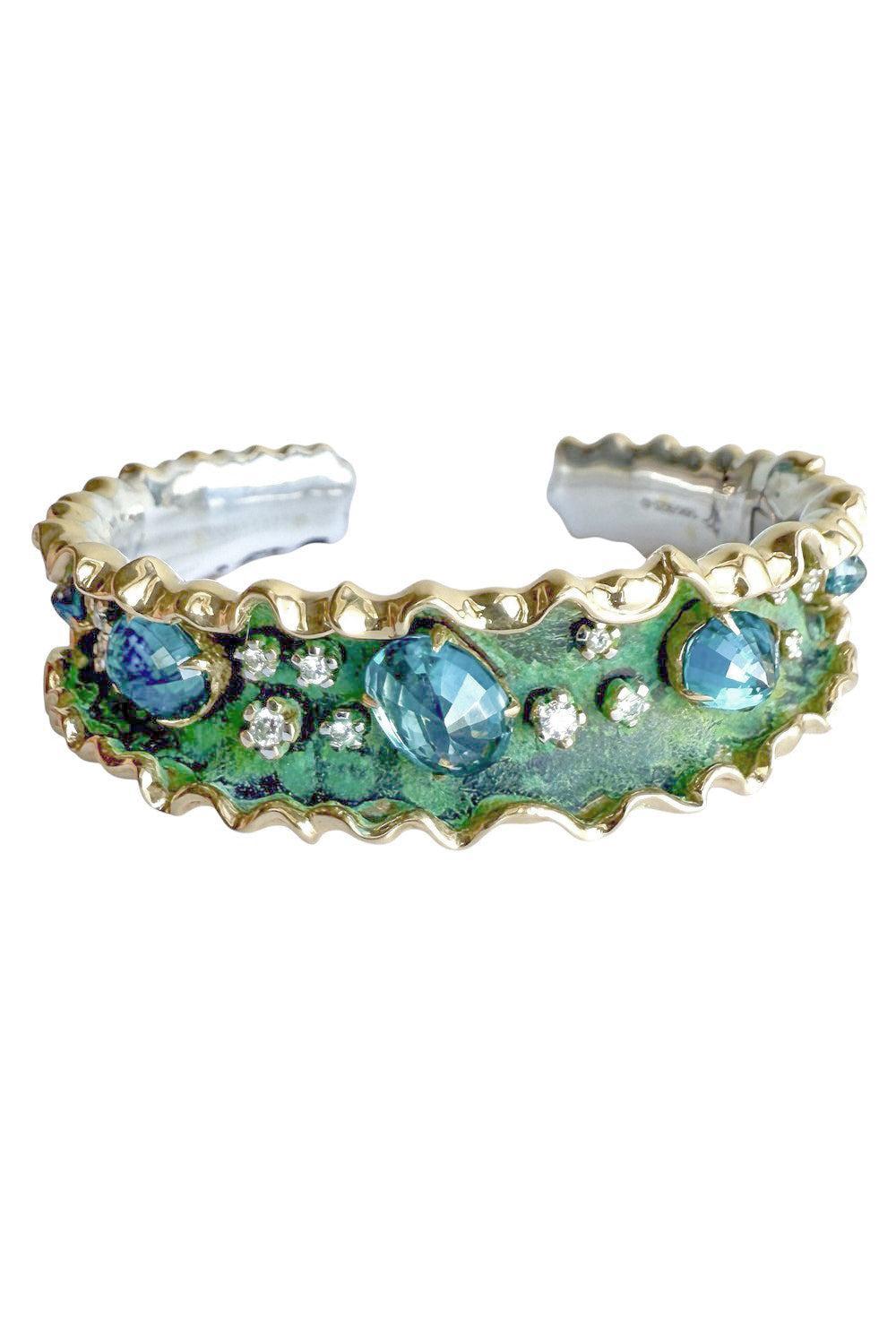 Blue Zircon Diamond Bracelet-YELLOW GOLD-JEWELRYFINE JEWELBRACELET O-VICTOR VELYAN
