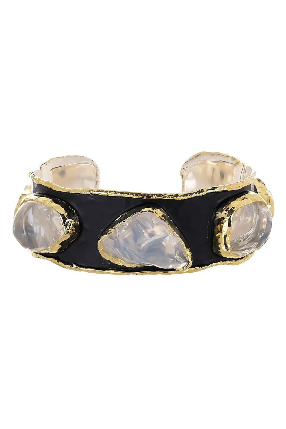 Fire Opal Hammered Cuff Bracelet-SILVER-M-JEWELRYFINE JEWELBRACELET O-VICTOR VELYAN