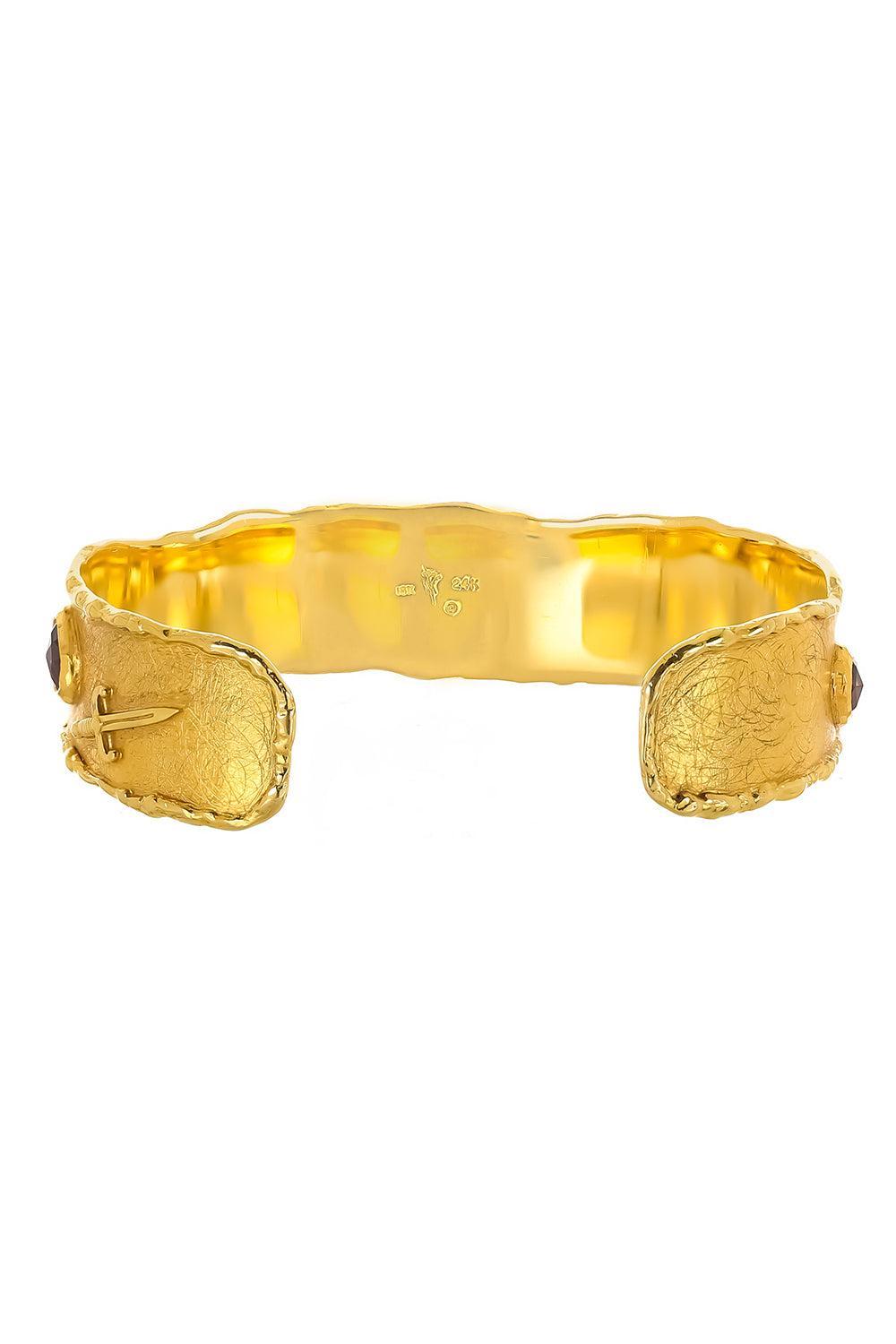 Brown Zircon Cuff Bracelet-YELLOW GOLD-JEWELRYFINE JEWELBRACELET O-VICTOR VELYAN