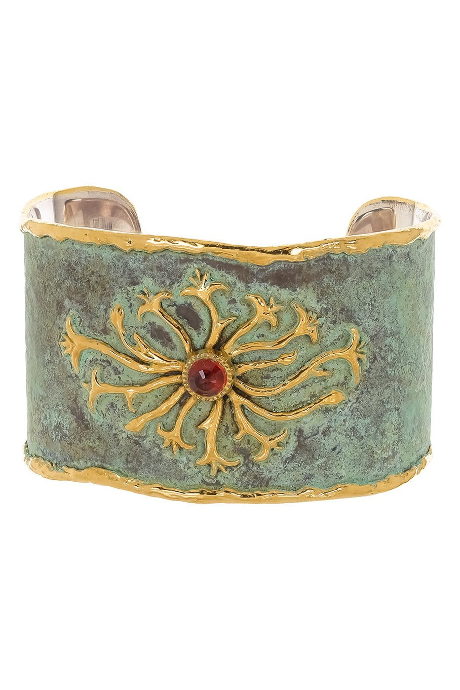 VICTOR VELYAN-Orange Sapphire Diamond Cuff Bracelet-YELLOW GOLD
