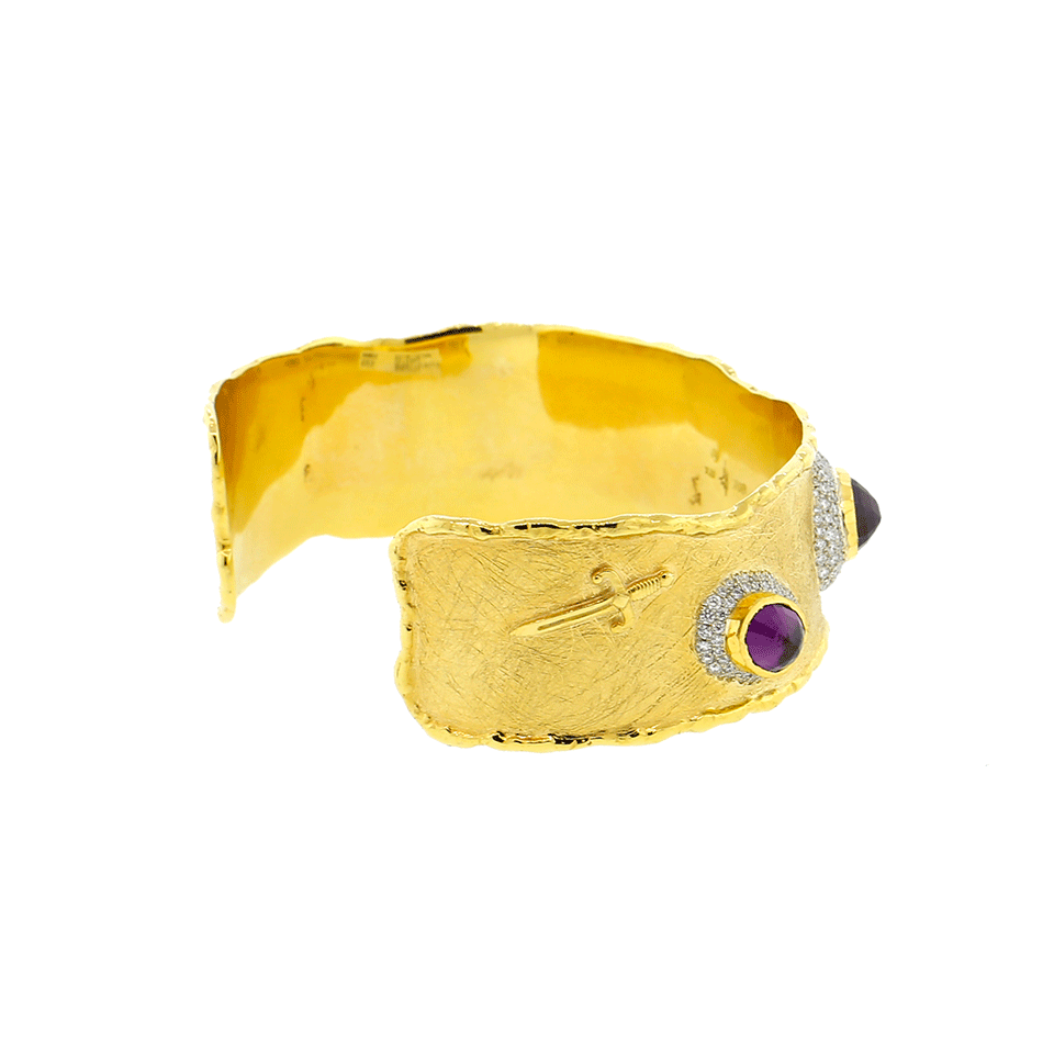 VICTOR VELYAN-Purple Garnet And Diamond Cuff-YELLOW GOLD