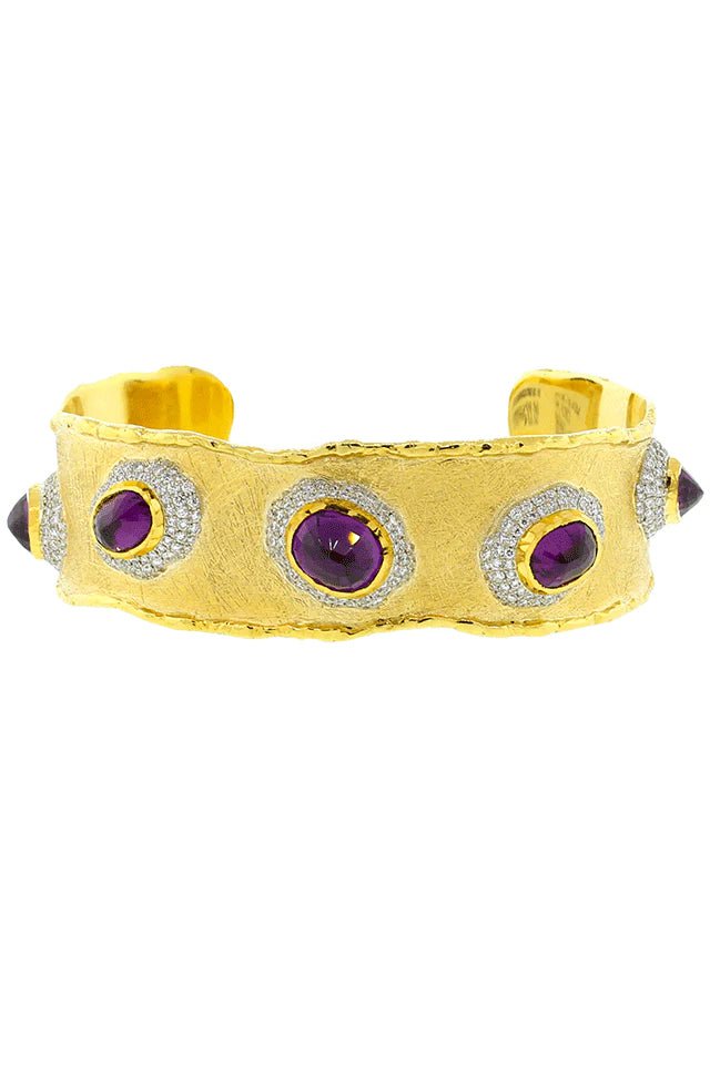 VICTOR VELYAN-Purple Garnet And Diamond Cuff-YELLOW GOLD