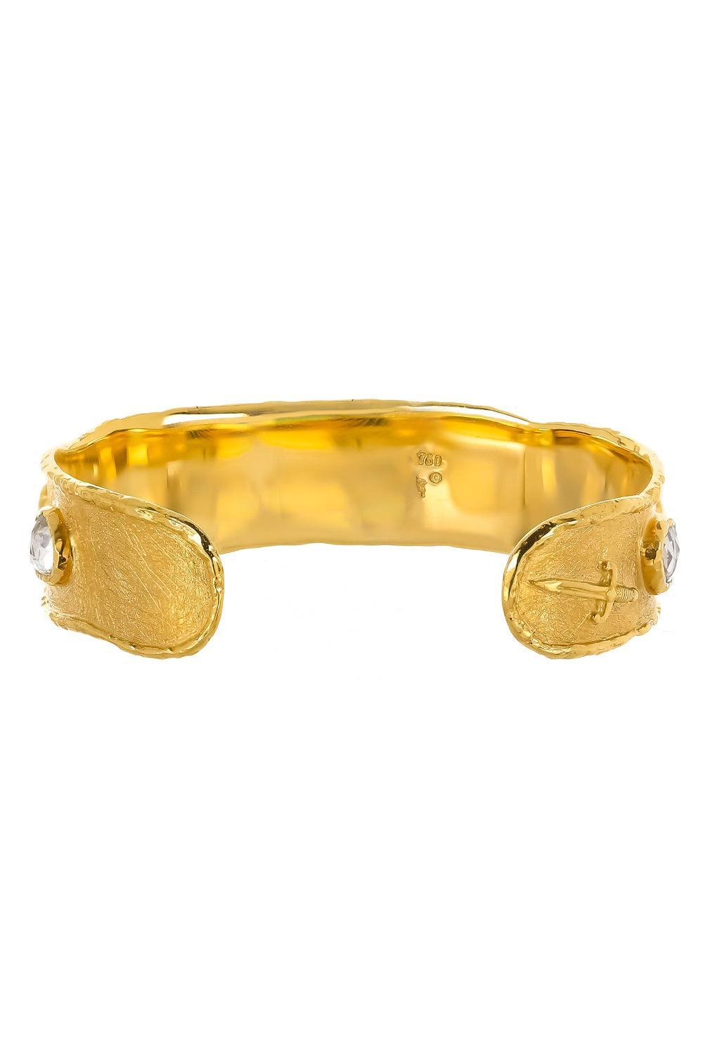 White Sapphire Cuff Bracelet-YELLOW GOLD-JEWELRYFINE JEWELBRACELET O-VICTOR VELYAN