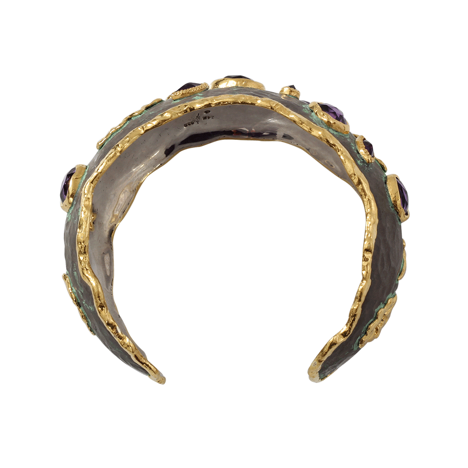 VICTOR VELYAN-Amethyst And Patina Cuff-YELLOW GOLD