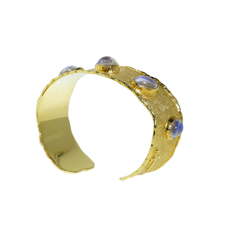 VICTOR VELYAN-Blue Moonstone Cuff-YELLOW GOLD
