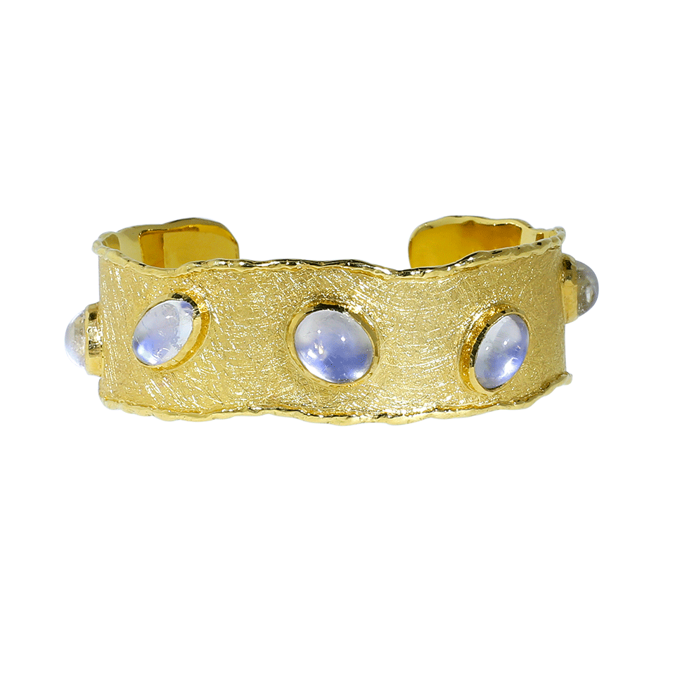 VICTOR VELYAN-Blue Moonstone Cuff-YELLOW GOLD