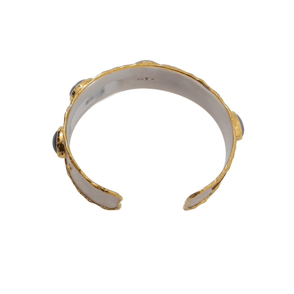 VICTOR VELYAN-Cabachon Blue Sapphire Cuff-YELLOW GOLD