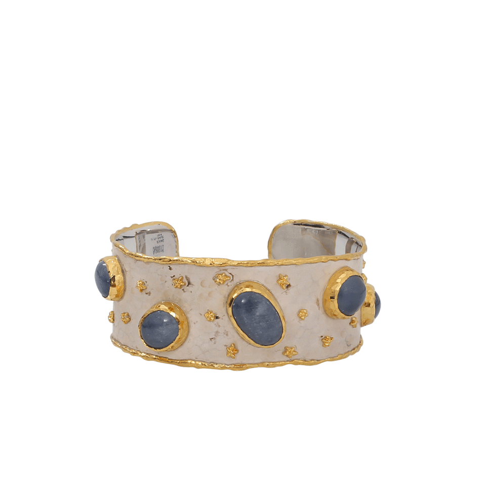 VICTOR VELYAN-Cabachon Blue Sapphire Cuff-YELLOW GOLD