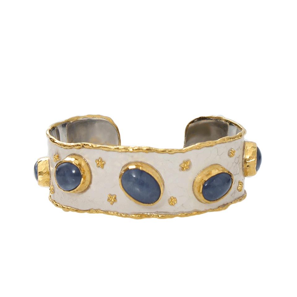 VICTOR VELYAN-Cabochon Blue Sapphire Cuff-YELLOW GOLD