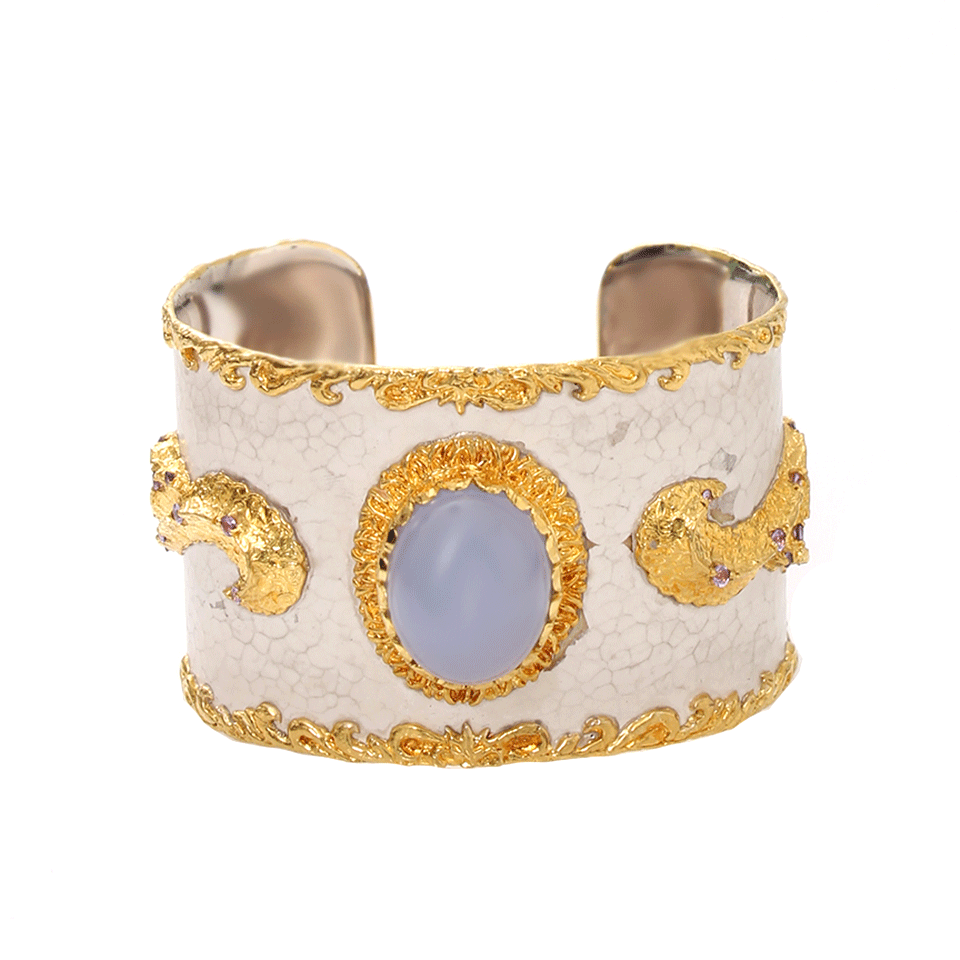 VICTOR VELYAN-Cabochon Chalcedony Cuff-YELLOW GOLD