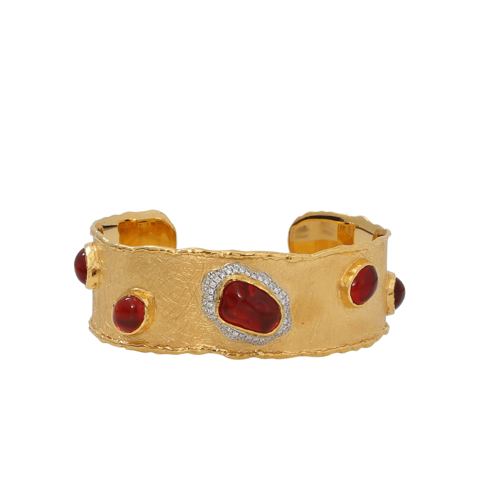VICTOR VELYAN-Fire Opal And Diamond Cuff-YELLOW GOLD
