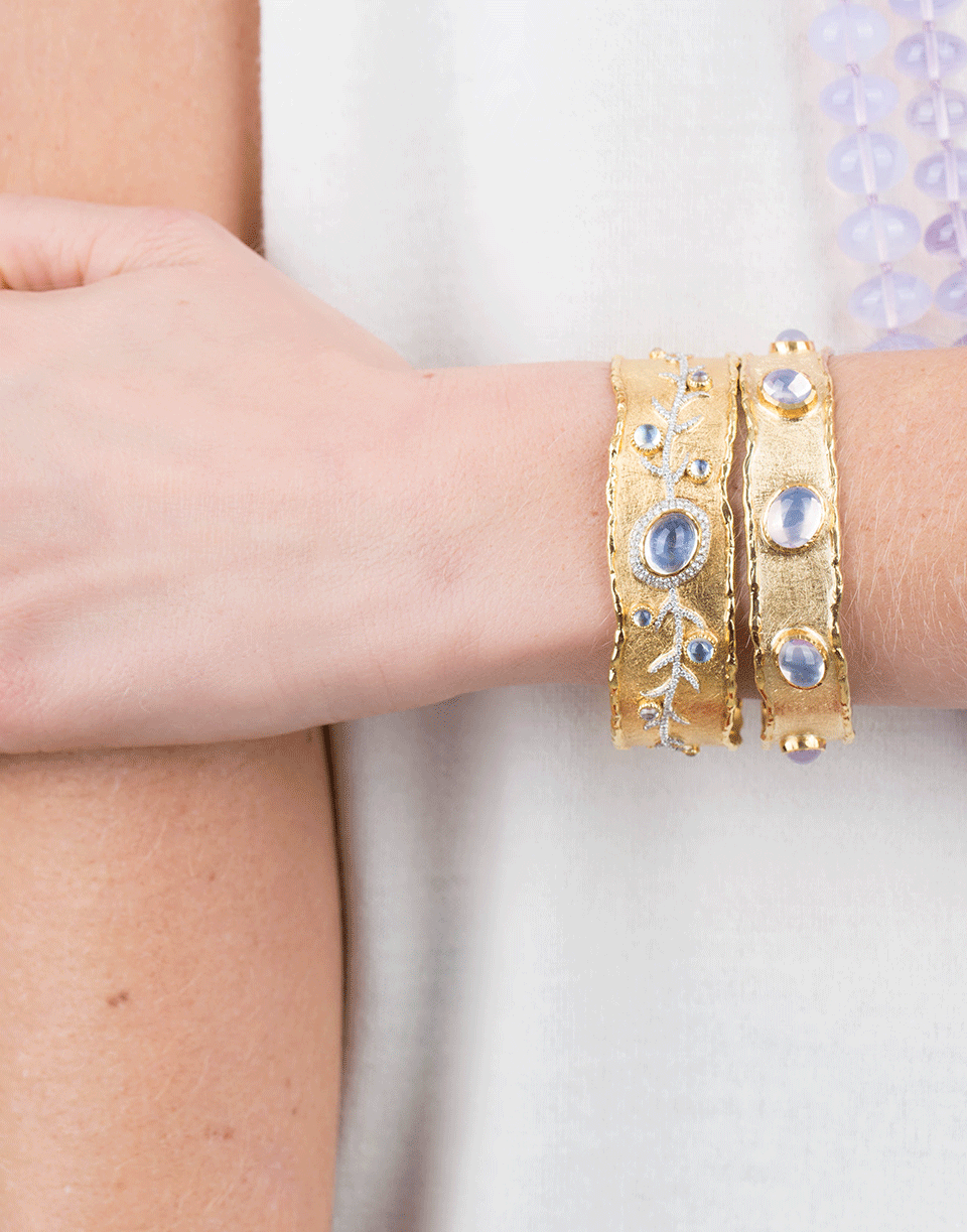VICTOR VELYAN-Moon Quartz Cuff Bracelet-YELLOW GOLD
