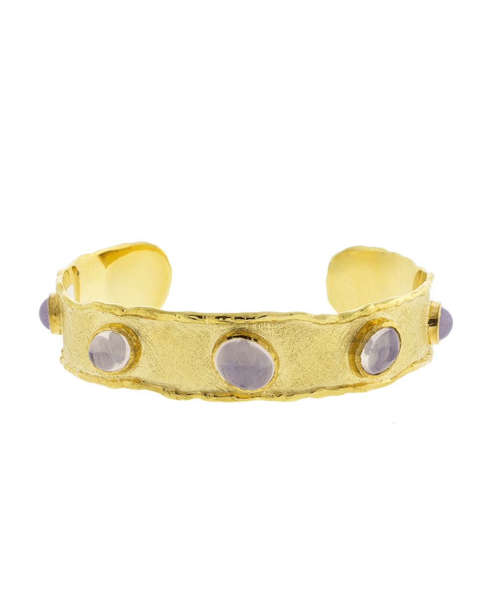 VICTOR VELYAN-Moon Quartz Cuff Bracelet-YELLOW GOLD