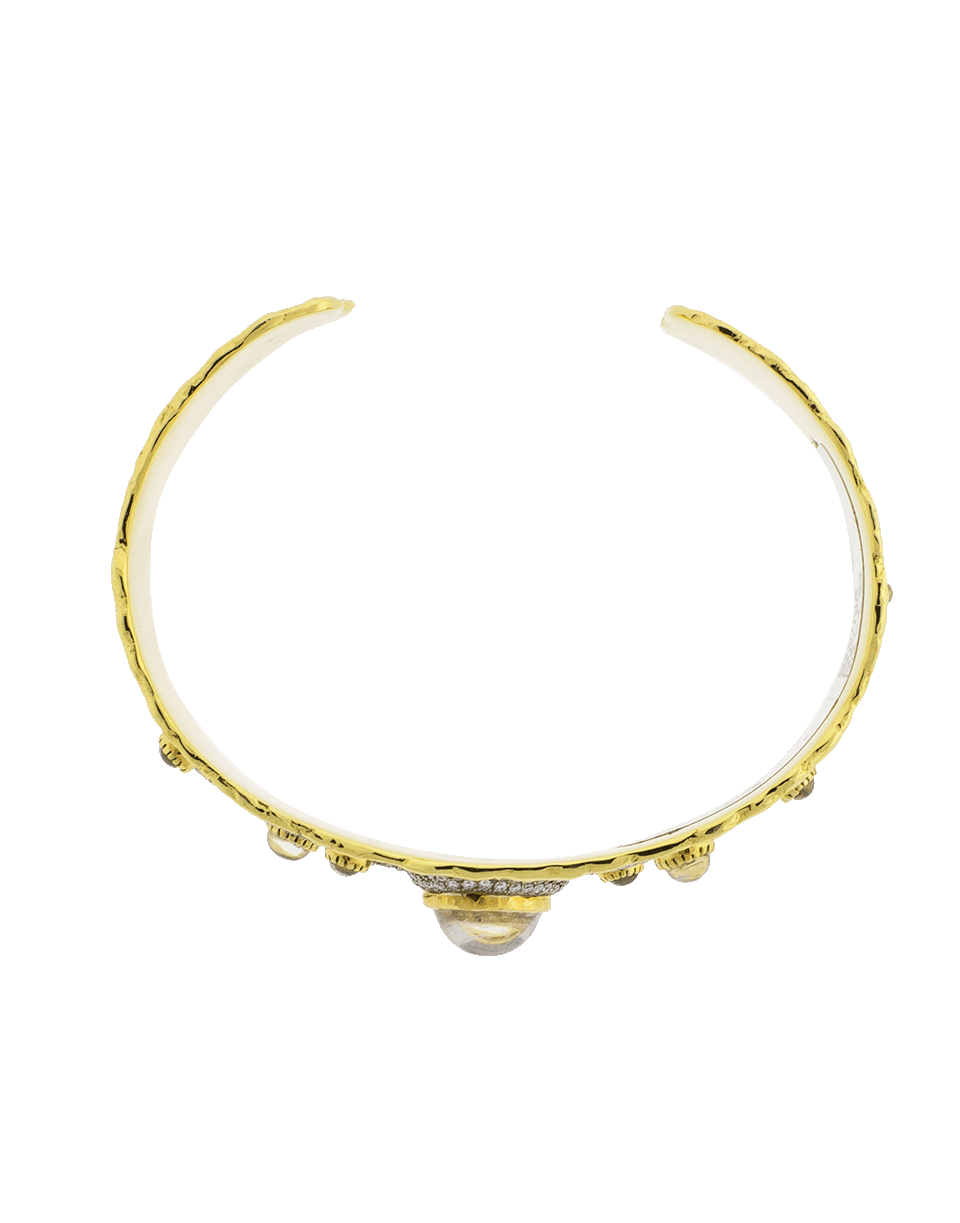 VICTOR VELYAN-Moonstone And Diamond Cuff Bracelet-YELLOW GOLD