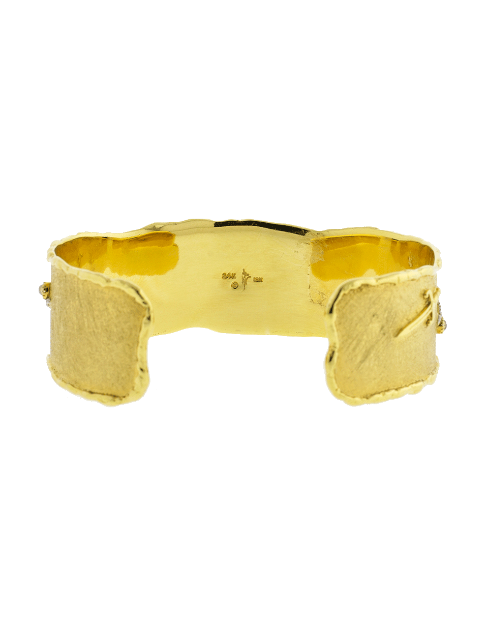VICTOR VELYAN-Moonstone And Diamond Cuff Bracelet-YELLOW GOLD