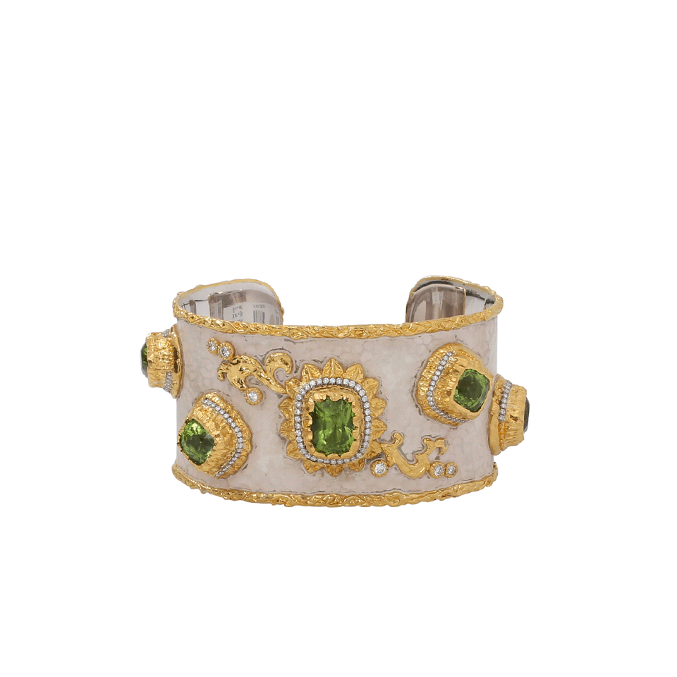 VICTOR VELYAN-Peridot And Diamond Cuff-YELLOW GOLD