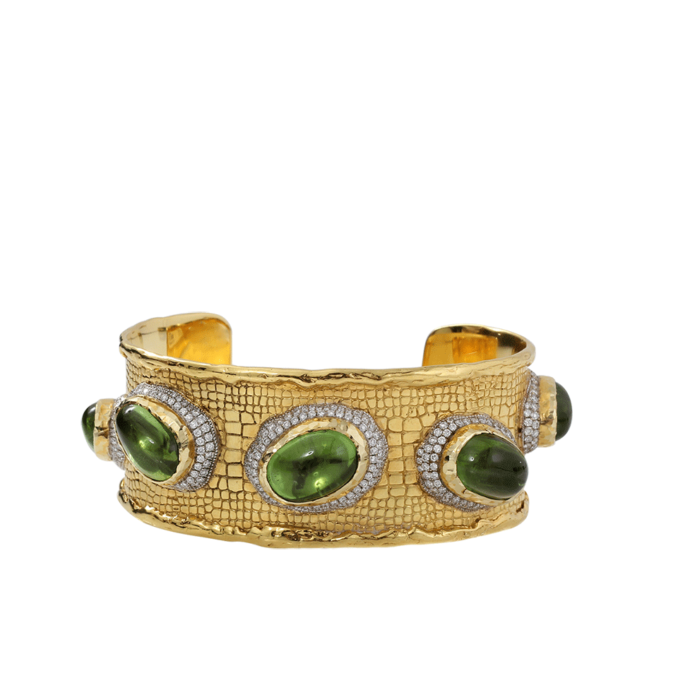VICTOR VELYAN-Peridot And Diamond Cuff-YELLOW GOLD