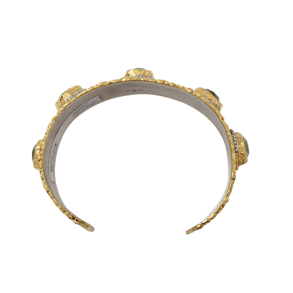 VICTOR VELYAN-Peridot And White Patina Cuff-YELLOW GOLD