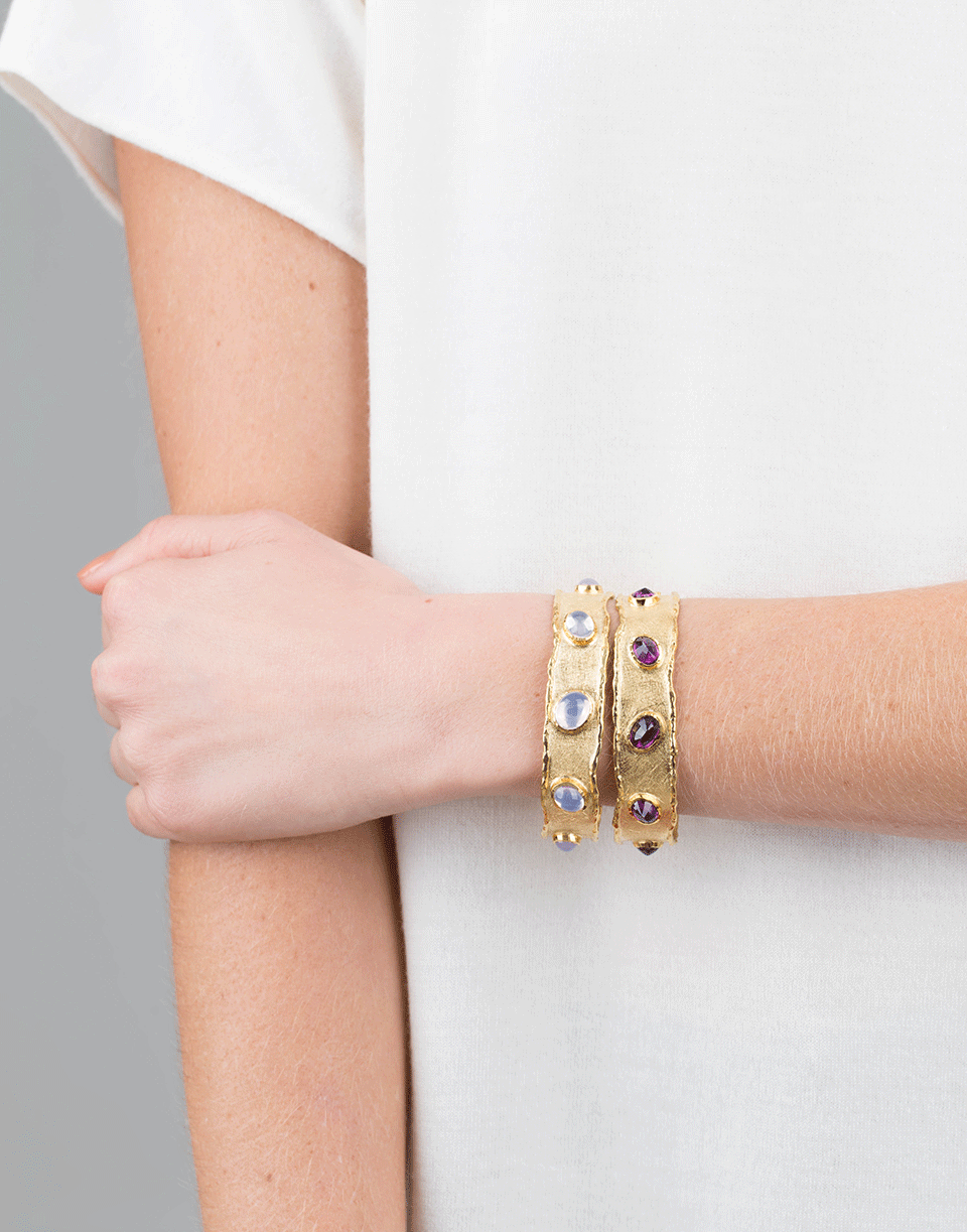 VICTOR VELYAN-Purple Garnet Cuff Bracelet-YELLOW GOLD