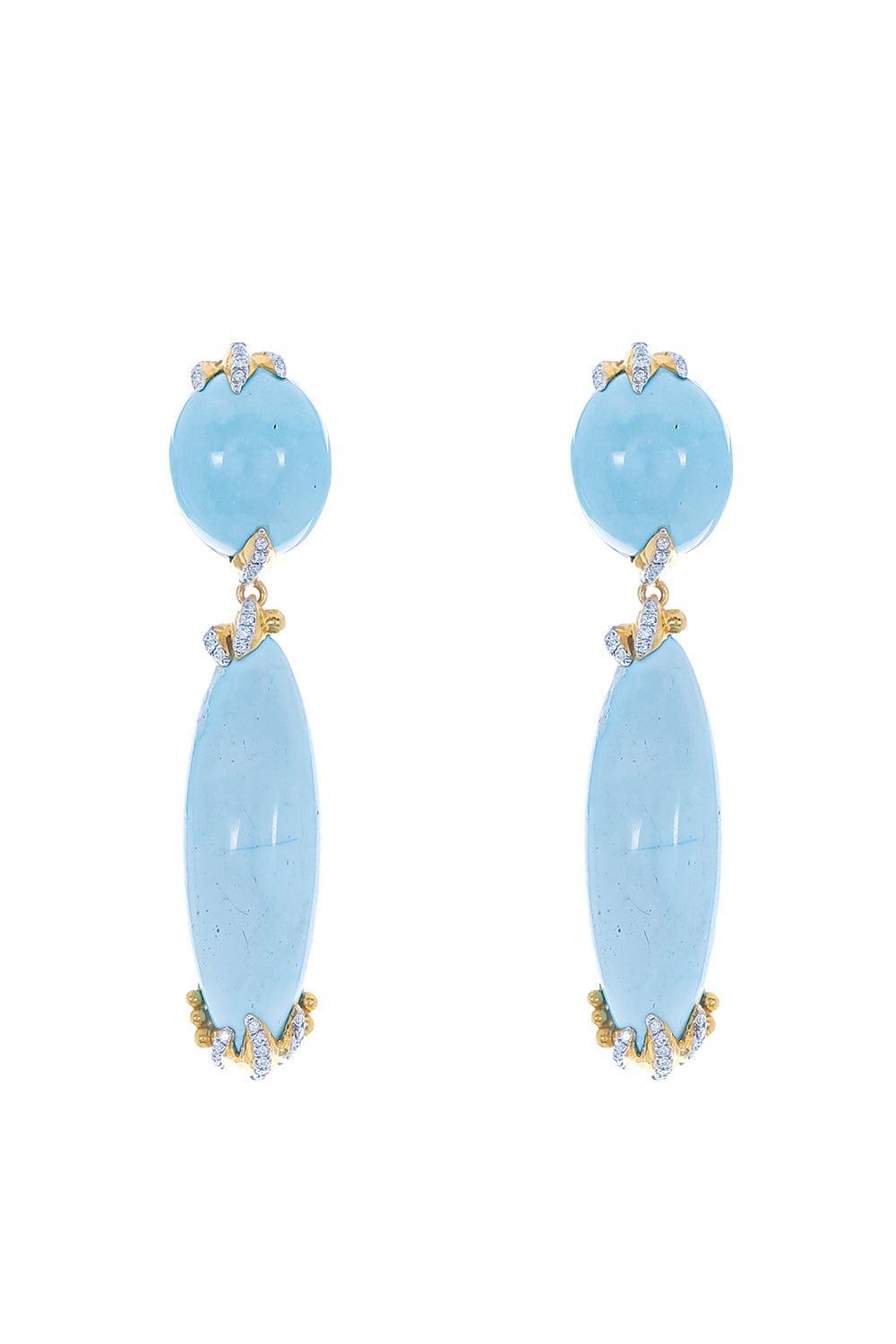 Armenia Turquoise Diamond Earirngs-YELLOW GOLD-JEWELRYFINE JEWELEARRING-VICTOR VELYAN