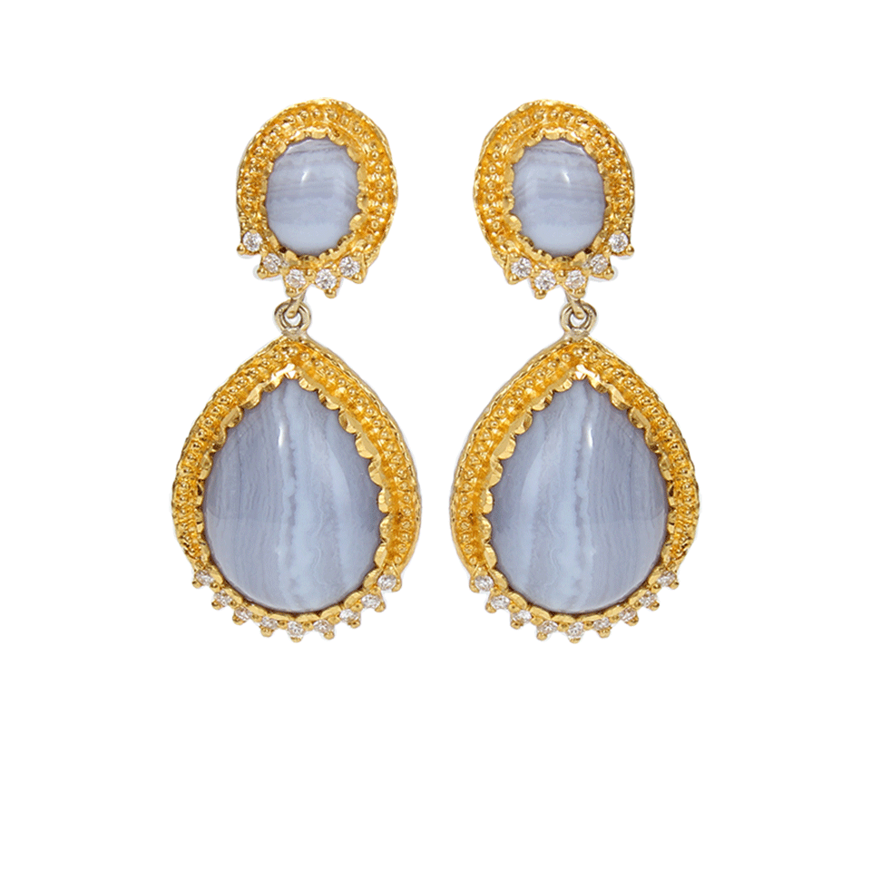 VICTOR VELYAN-Blue Lace Agate Earrings-YELLOW GOLD