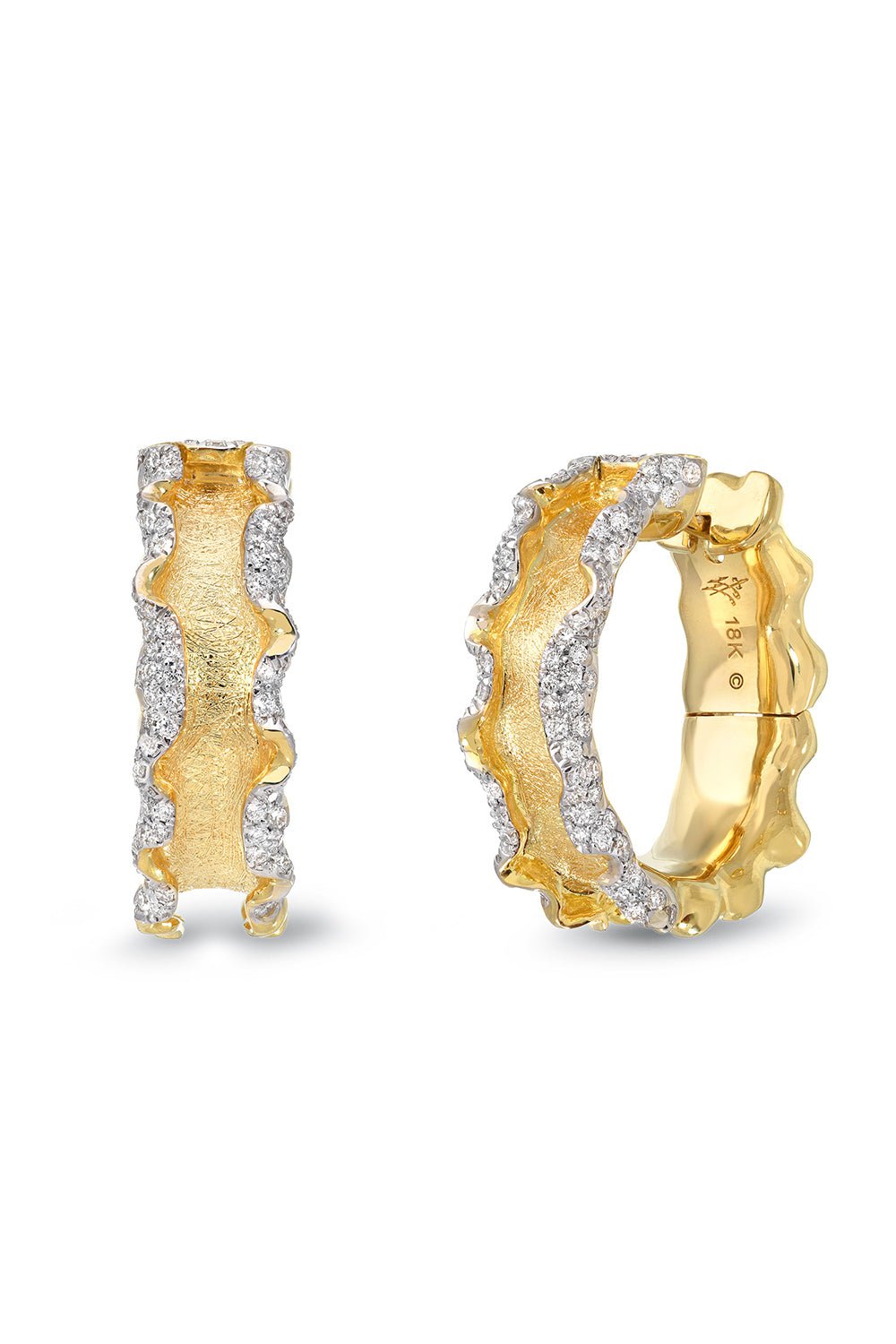 VICTOR VELYAN-Diamond Edge Hoop Earrings-YELLOW GOLD