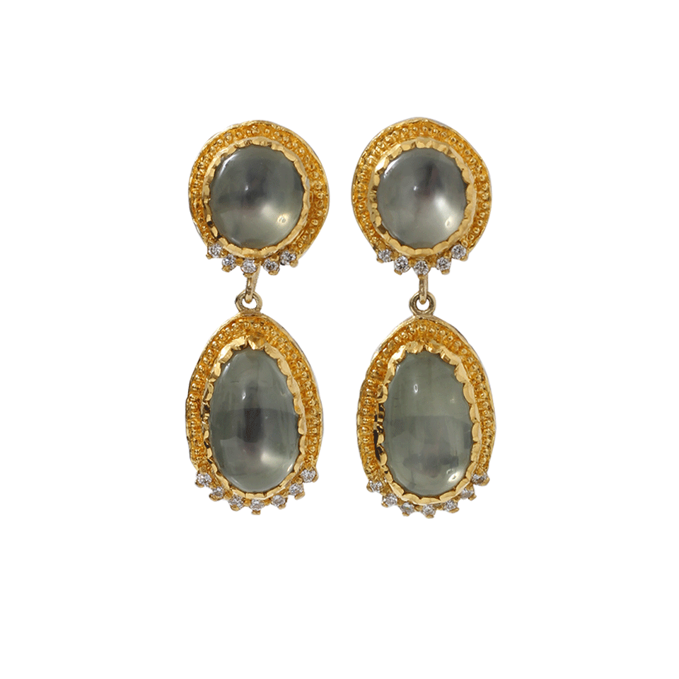 VICTOR VELYAN-Green Moonstone Earrings-YELLOW GOLD