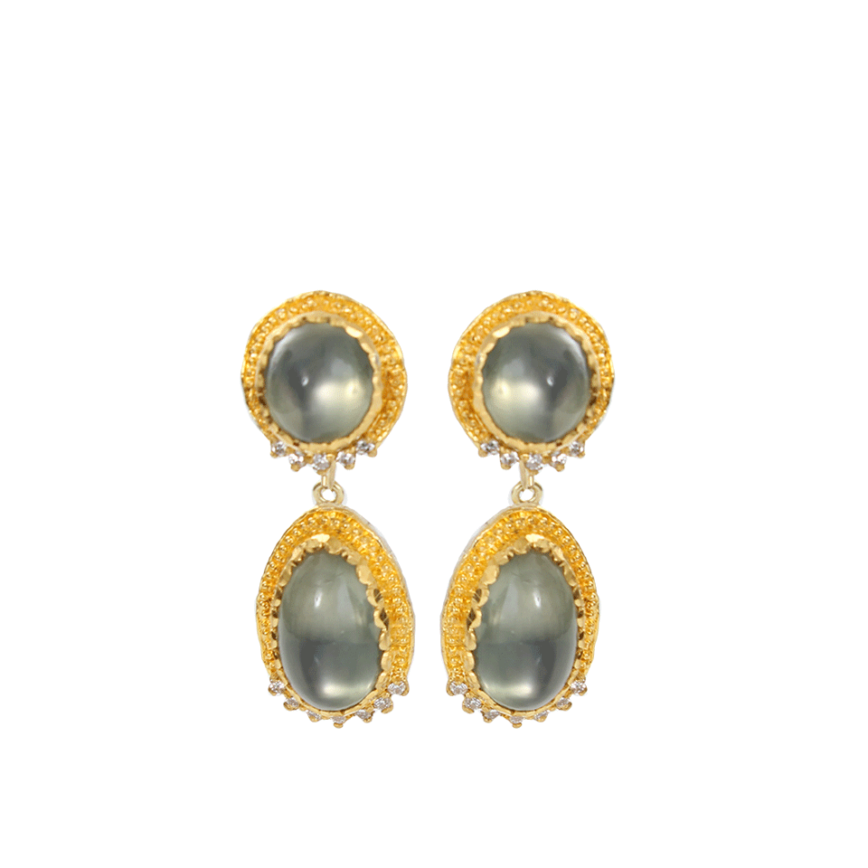 VICTOR VELYAN-Green Moonstone Earrings-YELLOW GOLD